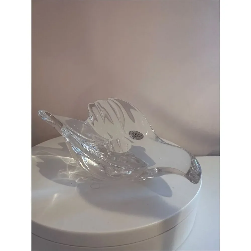 Gorham Vintage Full Lead Crystal Peace Dove Taper Candle Holder